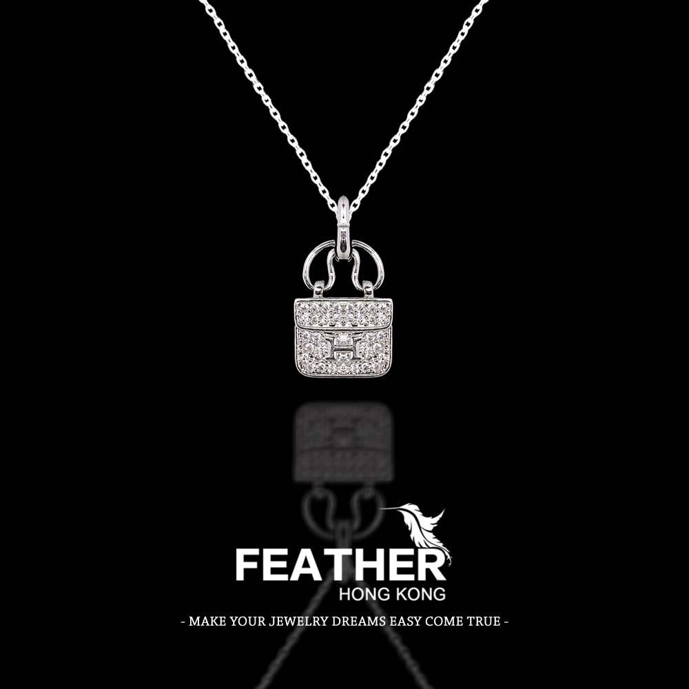 FEATHER HONGKONG - ( FREE KALUNG ) - TAS 'H' - Kalung Liontin Couple Wanita Necklace Couple  Wedding