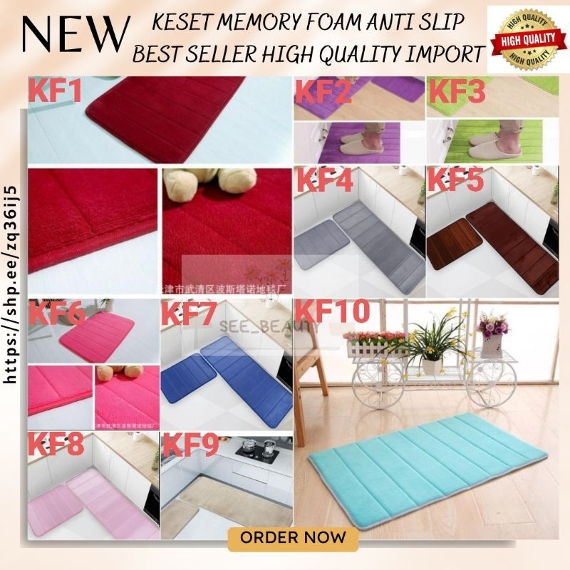 SEETM9 [COD] KESET MEMORY FOAM SET ISI 2PCS  anti slip Berkualitas 2 in 1 Kitchen Floor Mat Set / Keset Alas Lantai Rumah Kamar Dapur KESET DAPUR 2in1 LEMBUT ANTI SLIP (1set isi 2keset) (new produk sale ) keset kartun kaki anti slip 2 in 1 Kitchen Floor M