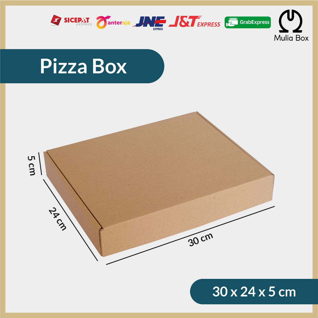 

Kardus Packing Pizza Box 30 x 24 x 5 cm Corrugated Die Cut Karton Besar Polos Jaket Baju Kemeja