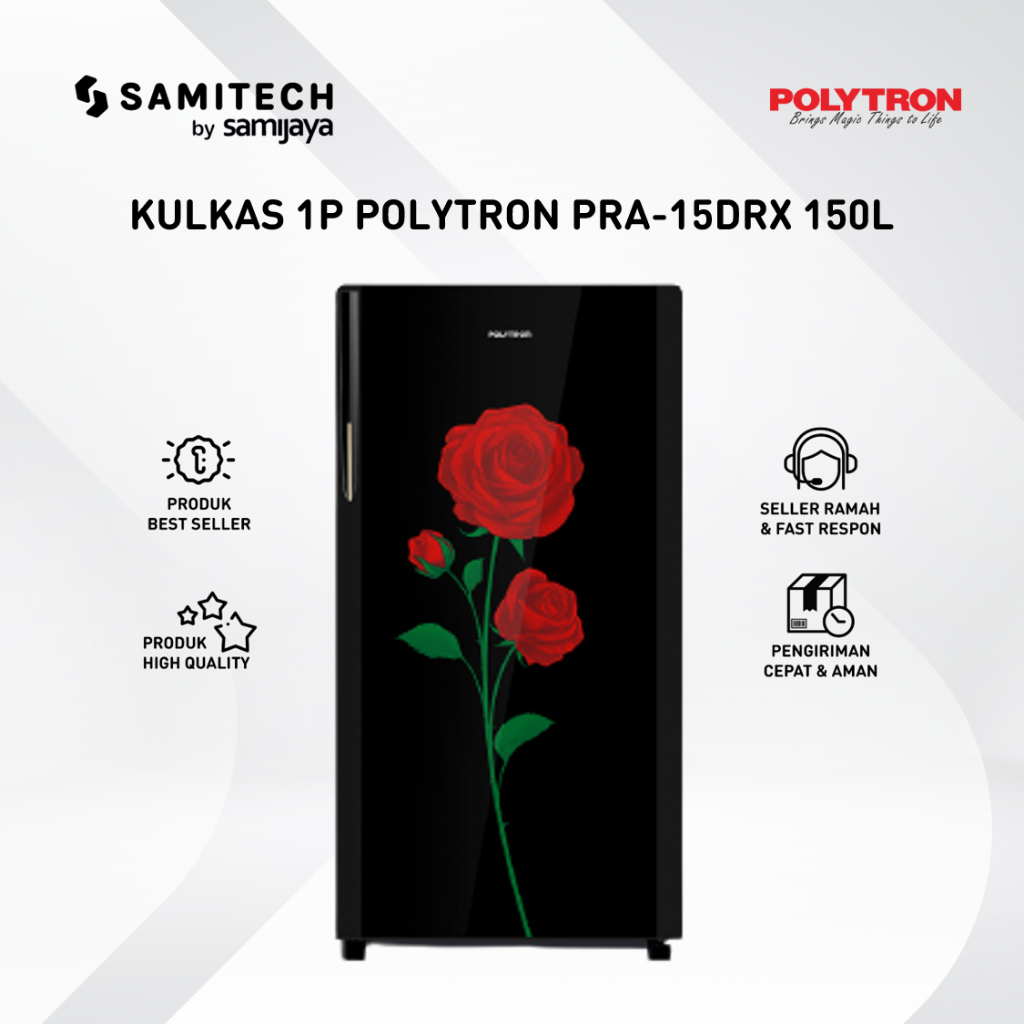 KULKAS 1 PINTU POLYTRON PRA-15DRX 15 DRX 15DRX 142 LITER SEMI DEFROST WITH HANDLE