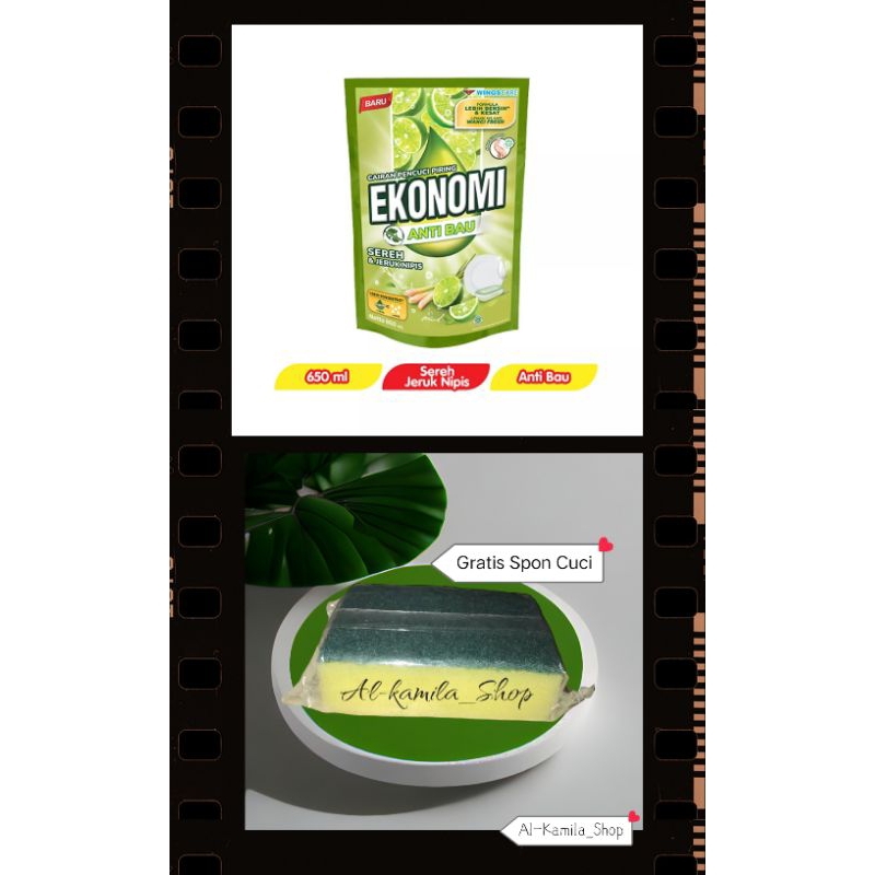 EKONOMI Sabun Cuci/Pencuci Piring 650ML / 650 ML ~ FREE/GRATIS (BERHADIAH Spon Cuci) Anti Bau/Sereh 