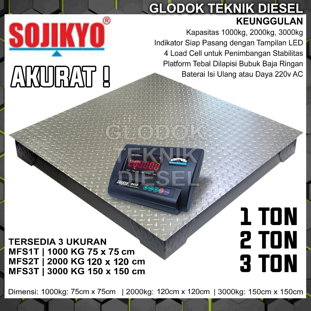 SOJIKYO Timbangan Lantai 2 Ton Mega Floor Scale MFS 2000 KG ORIGINAL TERBAIK