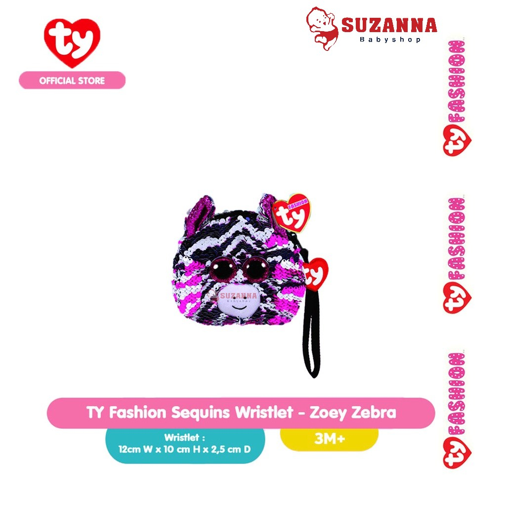 Ty Fashion Sequins Wristlet Zoey Zebra | Tas Dompet Boneka Anak