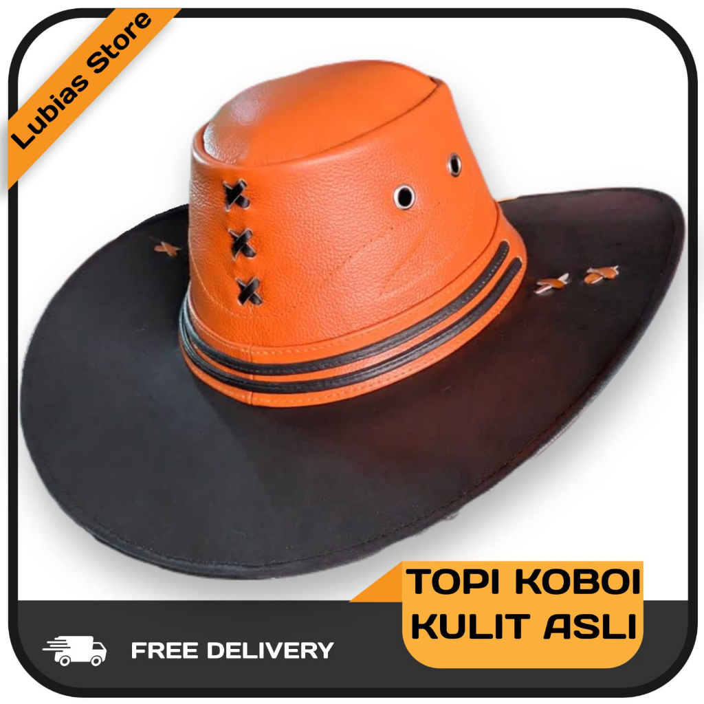 Topi Koboi Pria Kulit Sapi Asli Garut Topi Pria Model Terbaru
