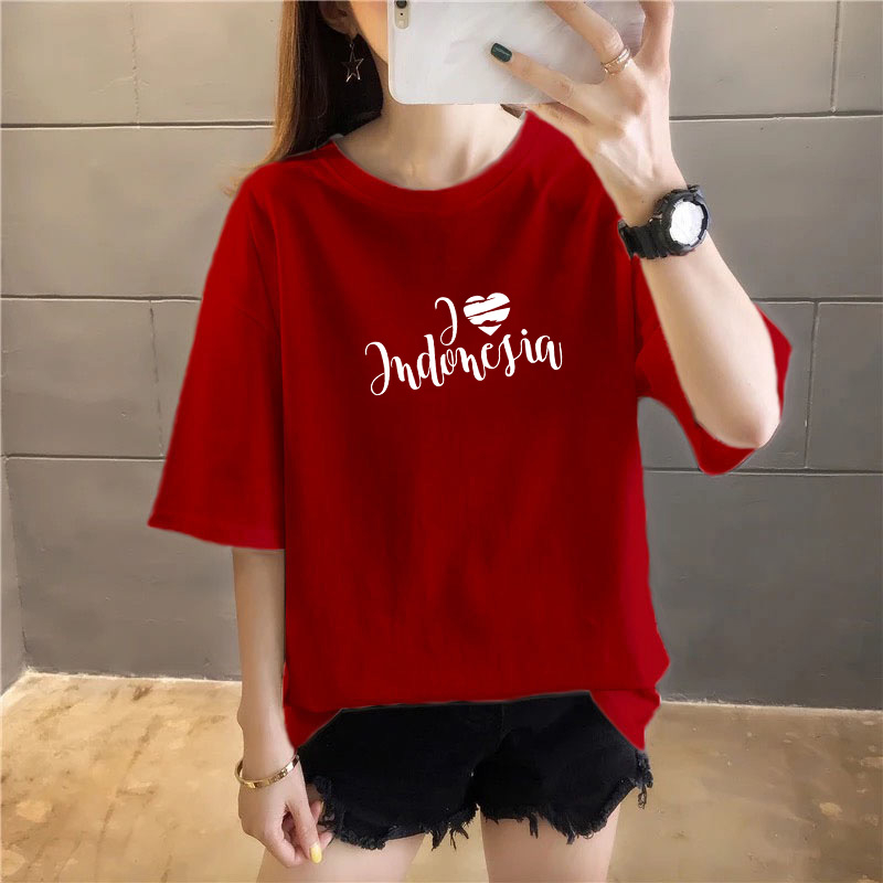 YOURSTYLE1119 - KAOS I LOVE INDONESIA MERDEKA NEW KEKINIAN TERLARIS KEREN UNISEX OVERSIZE