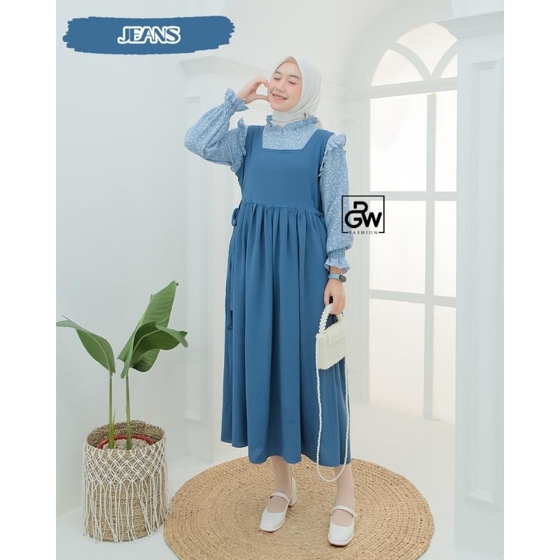 GAMIS/DRESS MIDI HUMAIRA OVERALL CRINCLE BY RGW ORIGINAL BRAND