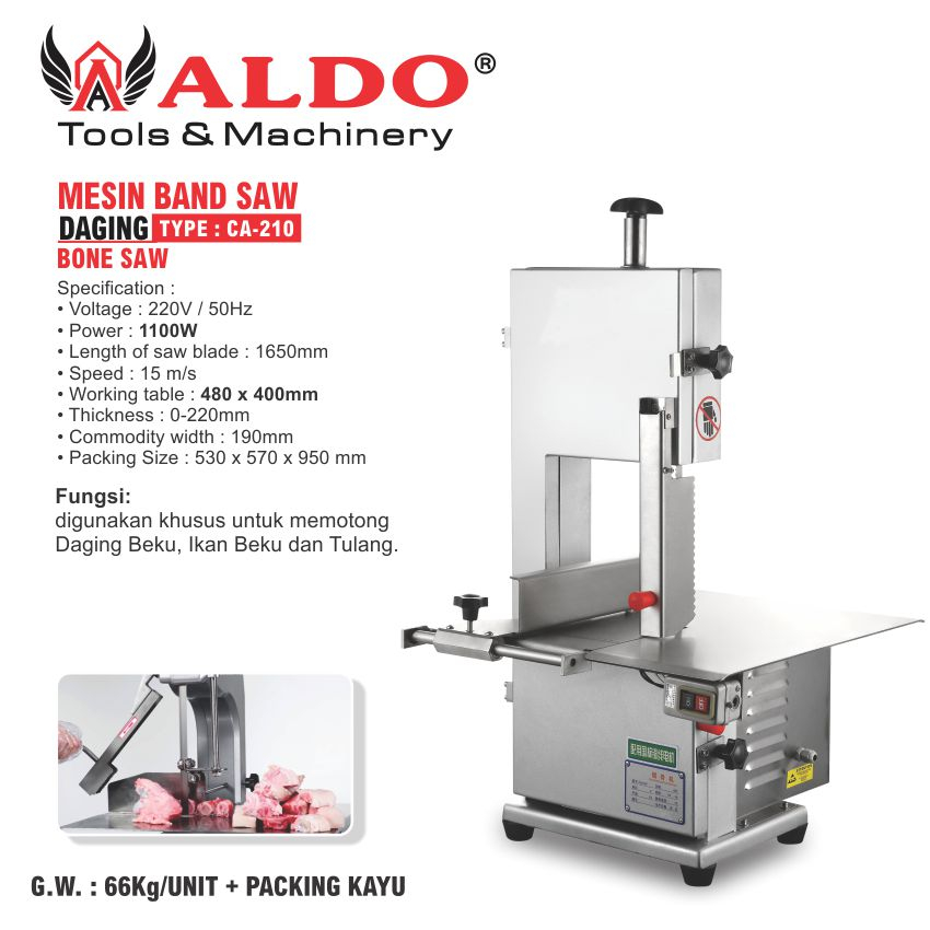 MESIN BAND SAW DAGING / BONE SAW / POTONG DAGING TYPE : CA-210 ALDO