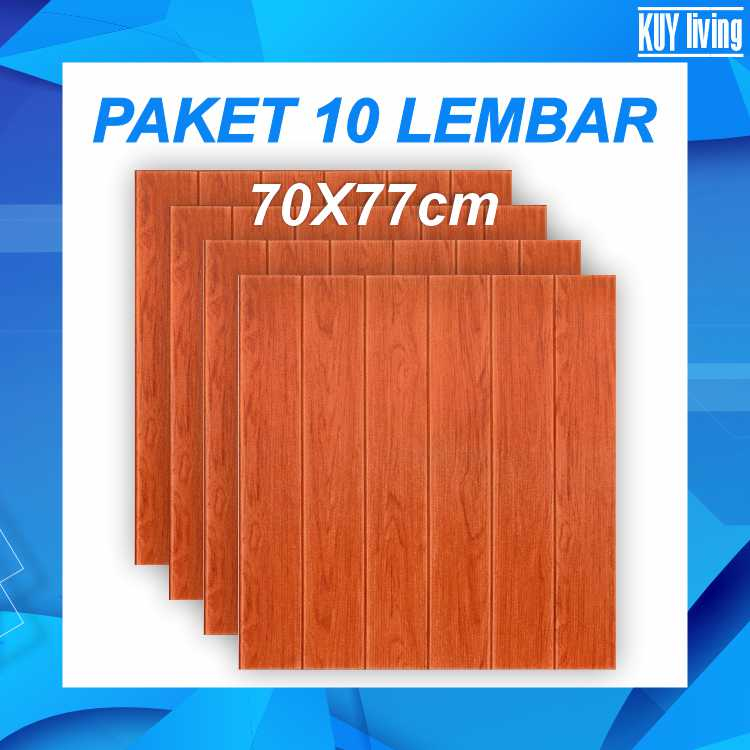 [PAKET 10 LEMBAR] Wallpaper Dinding Foam 3D Motif Kayu Wood Wall Stiker Dinding Kamar Timbul
