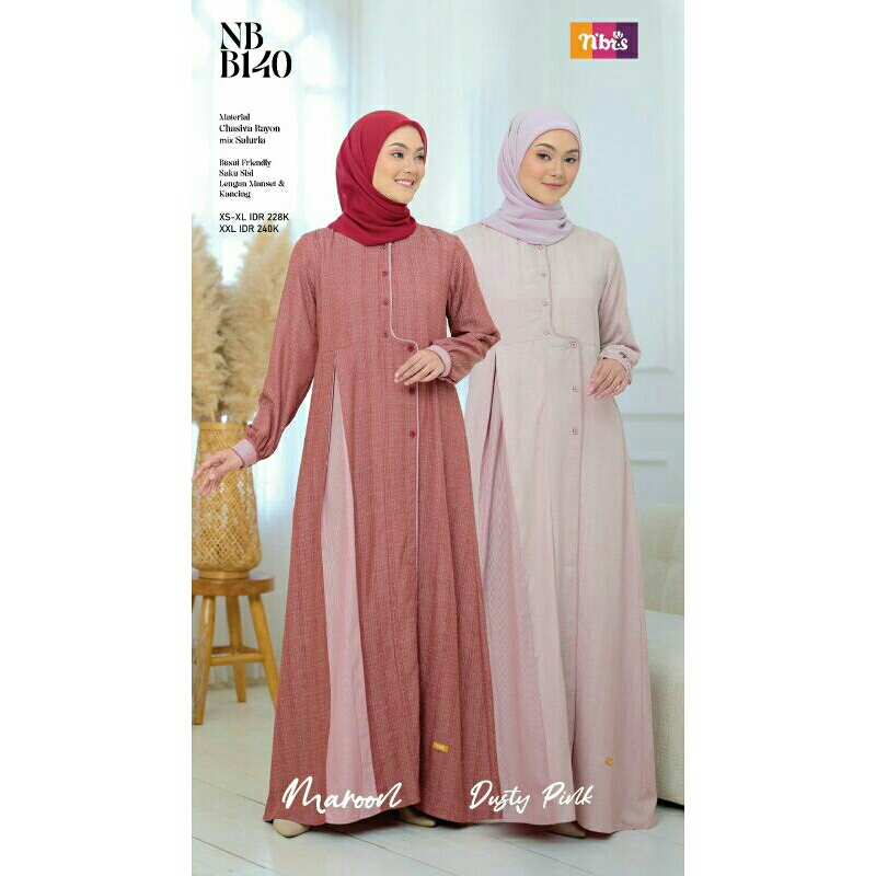 GAMIS KATUN WANITA NB B140 ORIGINAL NIBRAS FASHION DRESS BAJU BUSANA MUSLIM DEWASA BUSUI BAHAN COTTO