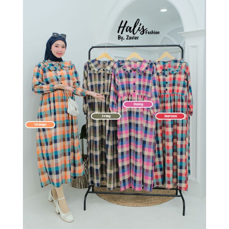 Halis Fashion by Zavier Midi Dress Kotak