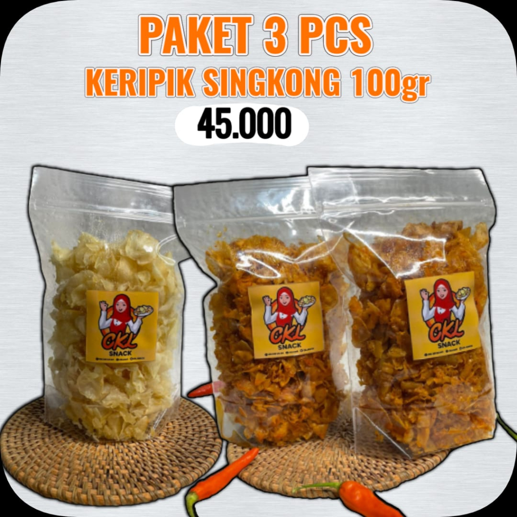 

CKL SNACK - PAKET 3 PCS KERIPIK SINGKONG 100 gr