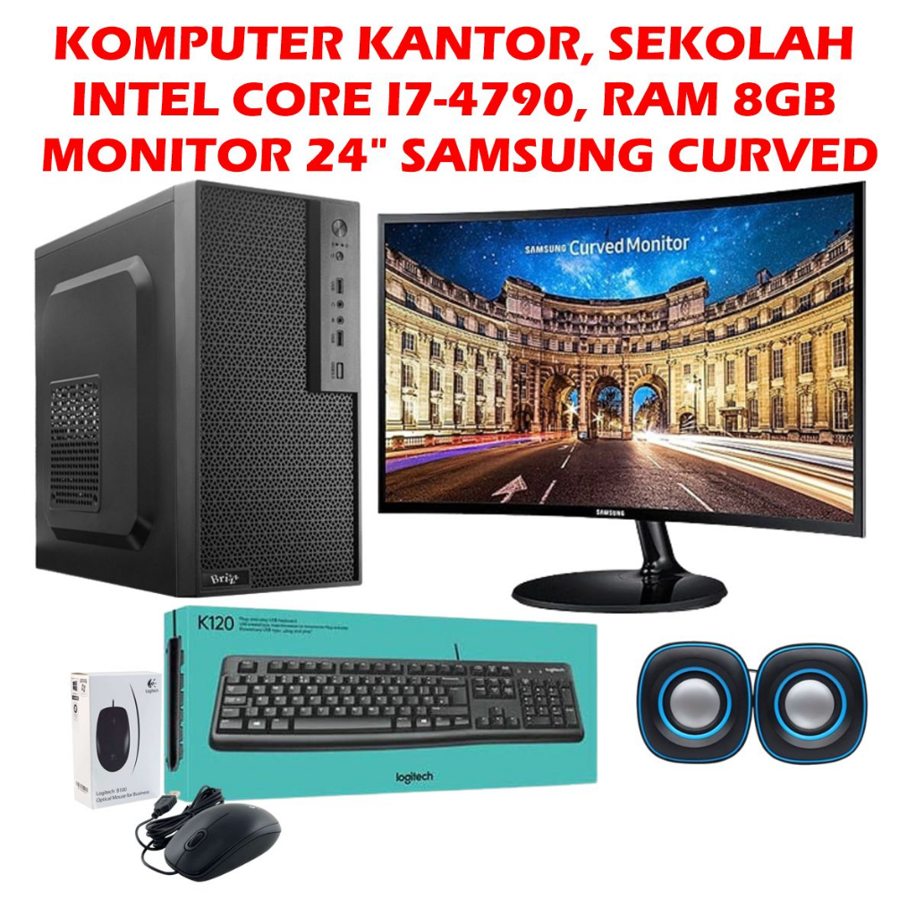 PAKET KOMPUTER KANTOR INTEL CORE i7-4790 RAM 8GB MONITOR LG/SAMSUNG/INFORCE/PIXEL WIDE KEYBOARD MOUS