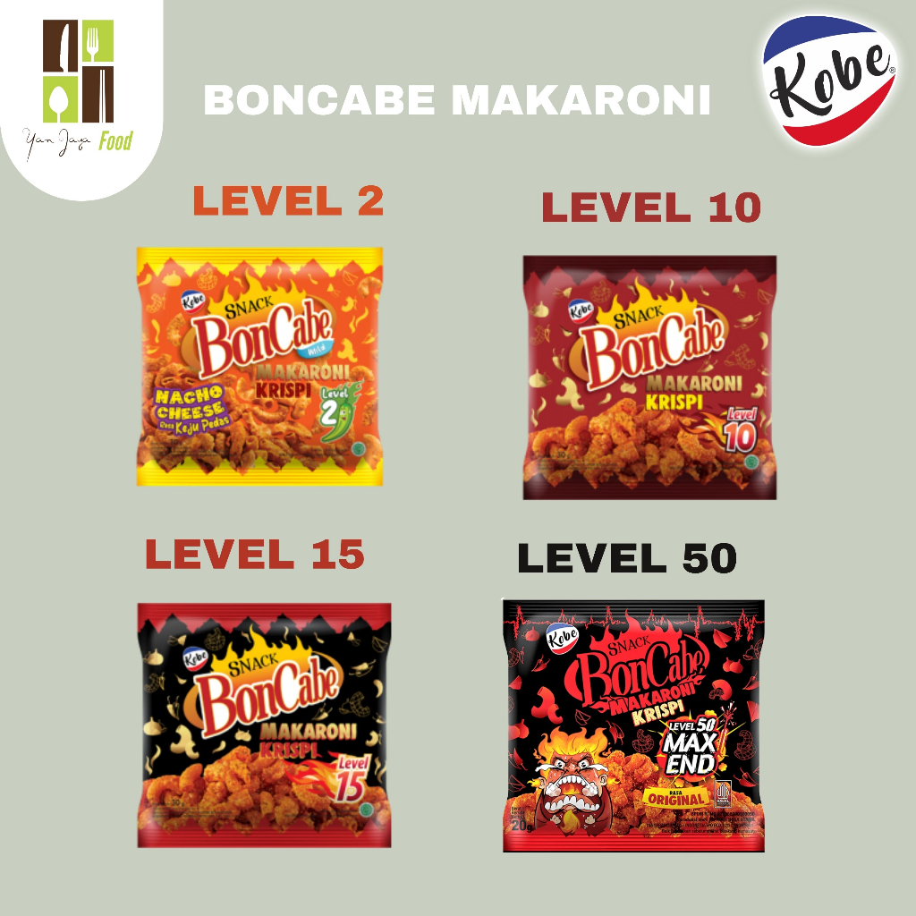 

Kobe Boncabe Makaroni Keju Level 2 / Level 10 / Level 15 / Level 50 MAX END 27G 1 RENCENG/ISI 10 PCS