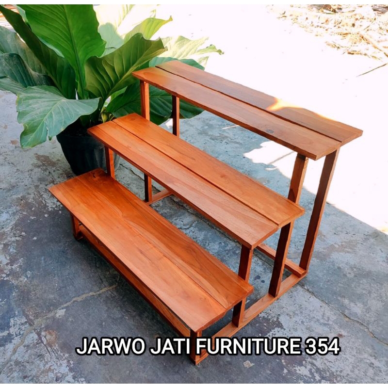 Rak Pot Bunga aesthetic kayu Jati (panjang ±1m)
