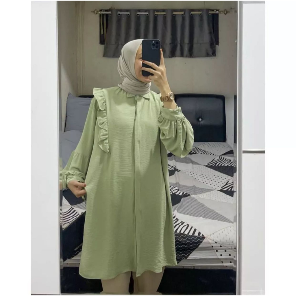 Baju Atasan Wanita Terbaru Donel Tunik Model Simple Elegan Bahan Cey Crinkle Airflow