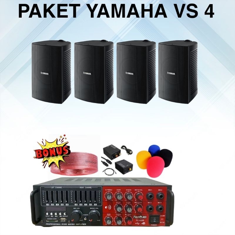 PAKET SOUND SYSTEM AUDIO INDOOR DAN OUTDOOR PAKET 4 SPEAKER YAMAHA VS4 4 INCH PAKET SOUND FULL SET