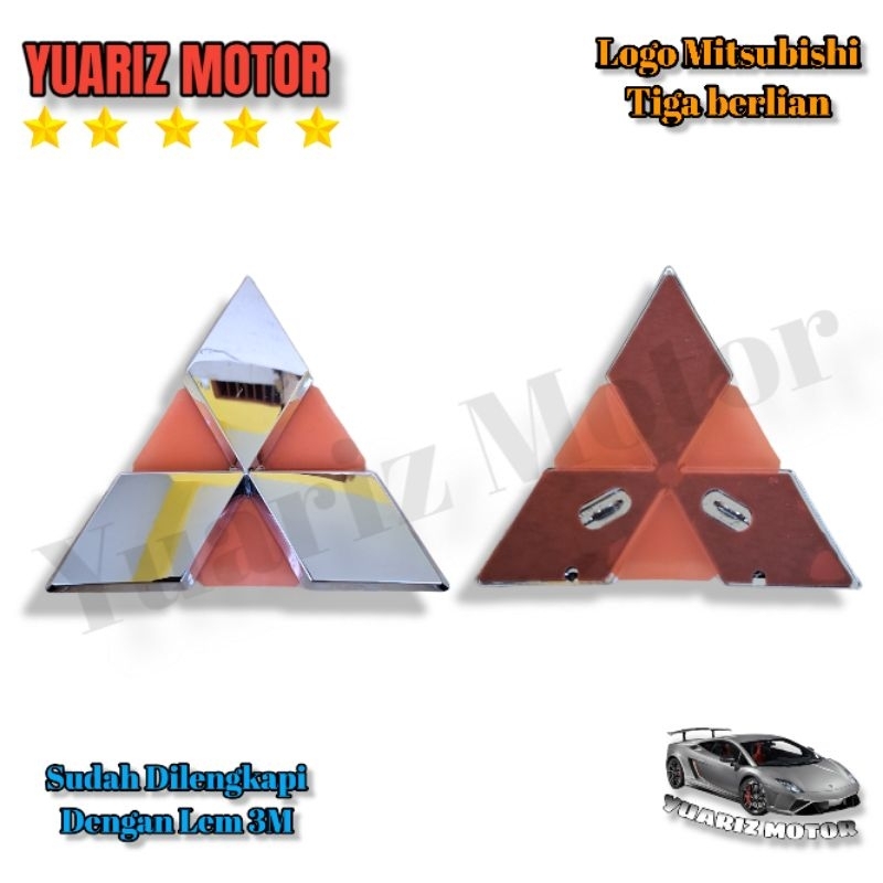 Logo Emblem Mitsubishi Tiga Berlian Chrome Original / Emblem Logo Mitsubishi Tiga Berlian Chrome Ori