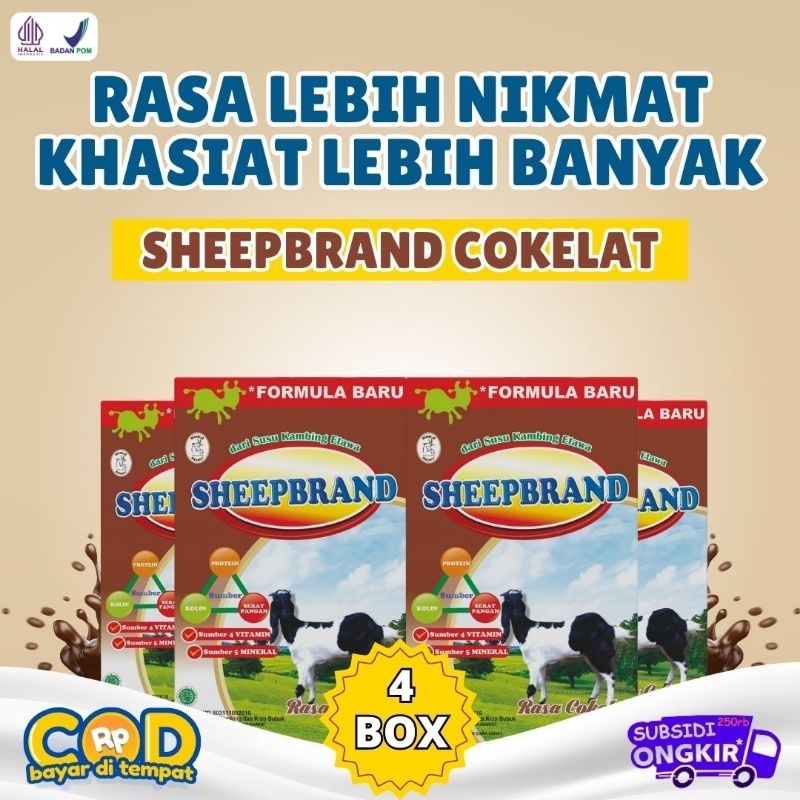 

4 BOX SHEEPBRAND PLUS COKLAT SUSU KAMBING ETAWA BUBUK ORIGINAL PLUS MADU MURAH ATASI NYERI LUTUT TULANG SENDI ASAM URAT BATUK MENAHUN ASMA PARU-PARU