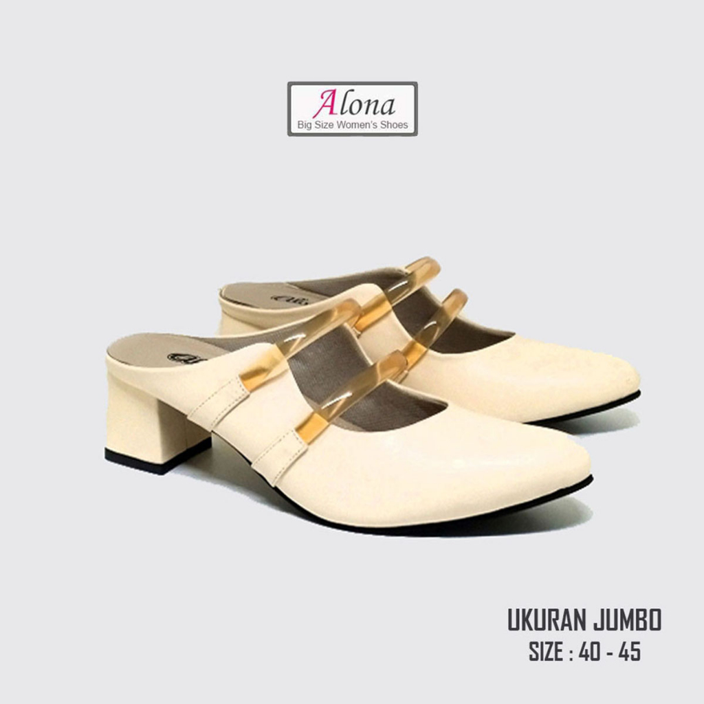 Mules shoes slide mika 2 selop kulit wanita ukuran jumbo 41-45 | Sepatu sandal heels pesta wanita