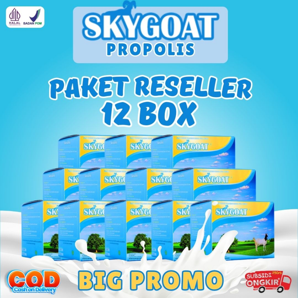 

( BISA COD ) 12 BOX Sky Goat Rasa Madu Propolis Susu Kambing Etawa Bubuk Berperisa Madu Skygoat Rasa Madu