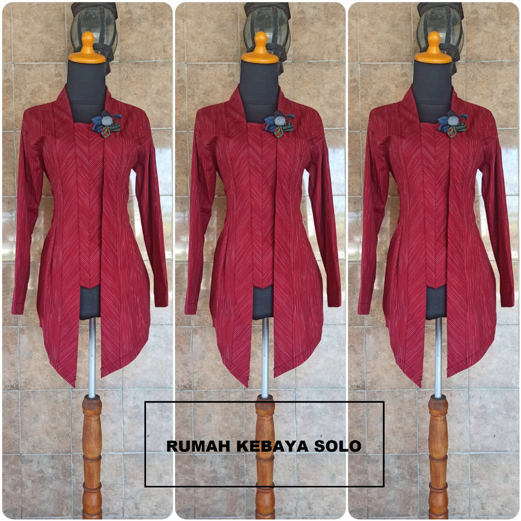 kebaya lurik kebaya kutubaru warna merah