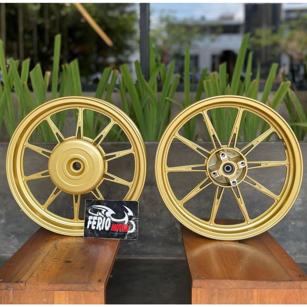 Velg Rossi Venom Titan Vario 160 CBS (tidak cakram belakang) uk 185/215 ring 14 Gold Putih