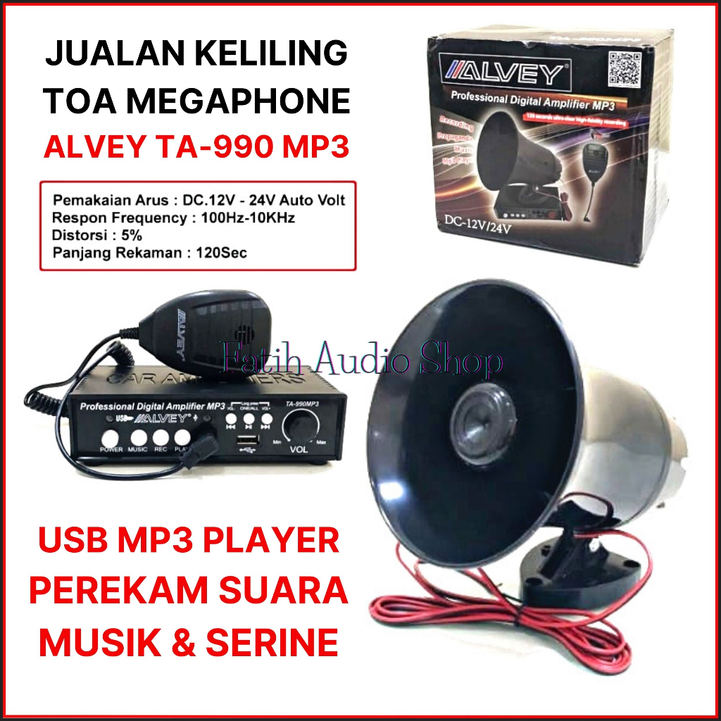 ALVEY TA-990MP3 TOA MEGAPHONE SET AMPLI 12V-24V