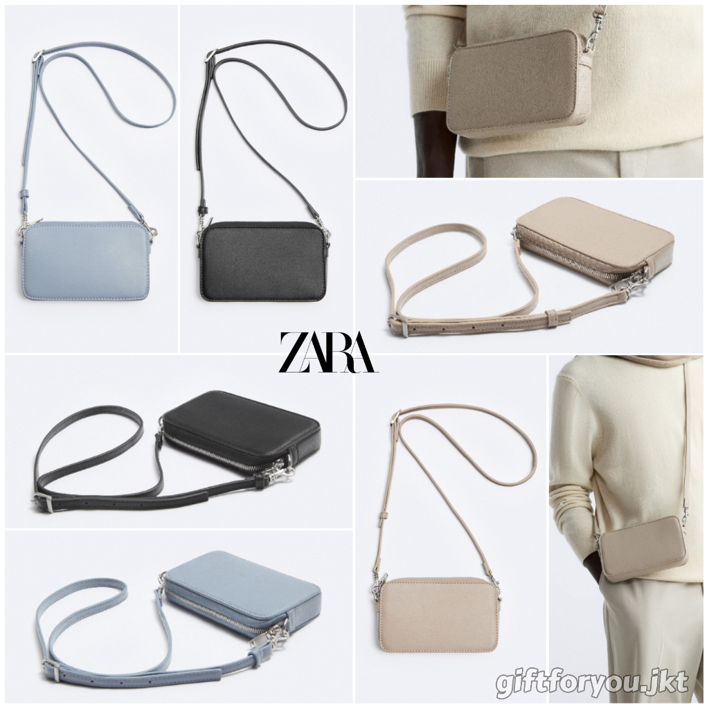 Tas Selempang Pria Zara Embossed Mini Crossbody Bag Original