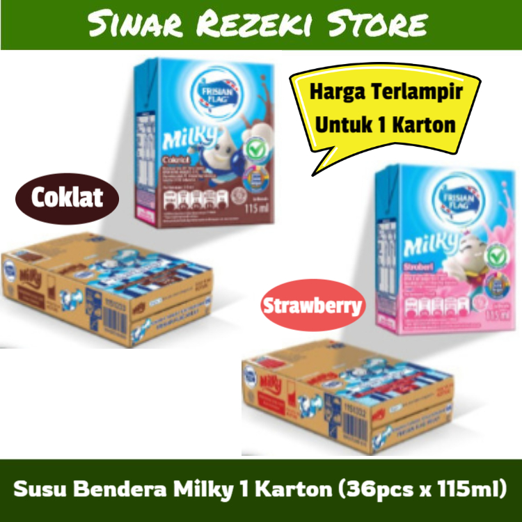 

Frisian Flag Milky Susu UHT 115ml 1 Dus Isi 36 Pcs / Susu Bendera UHT Dusan / Susu UHT 1 Dus / Susu UHT 1 Karton