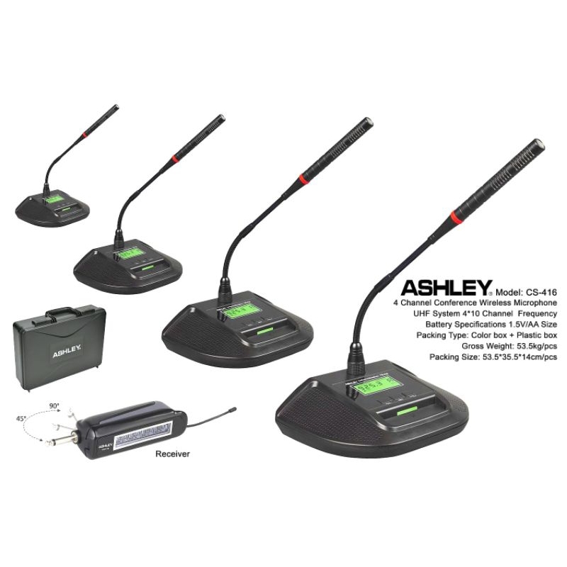 Mic Wireless 4 Mic Meja Podium Ashley CS 416 Original