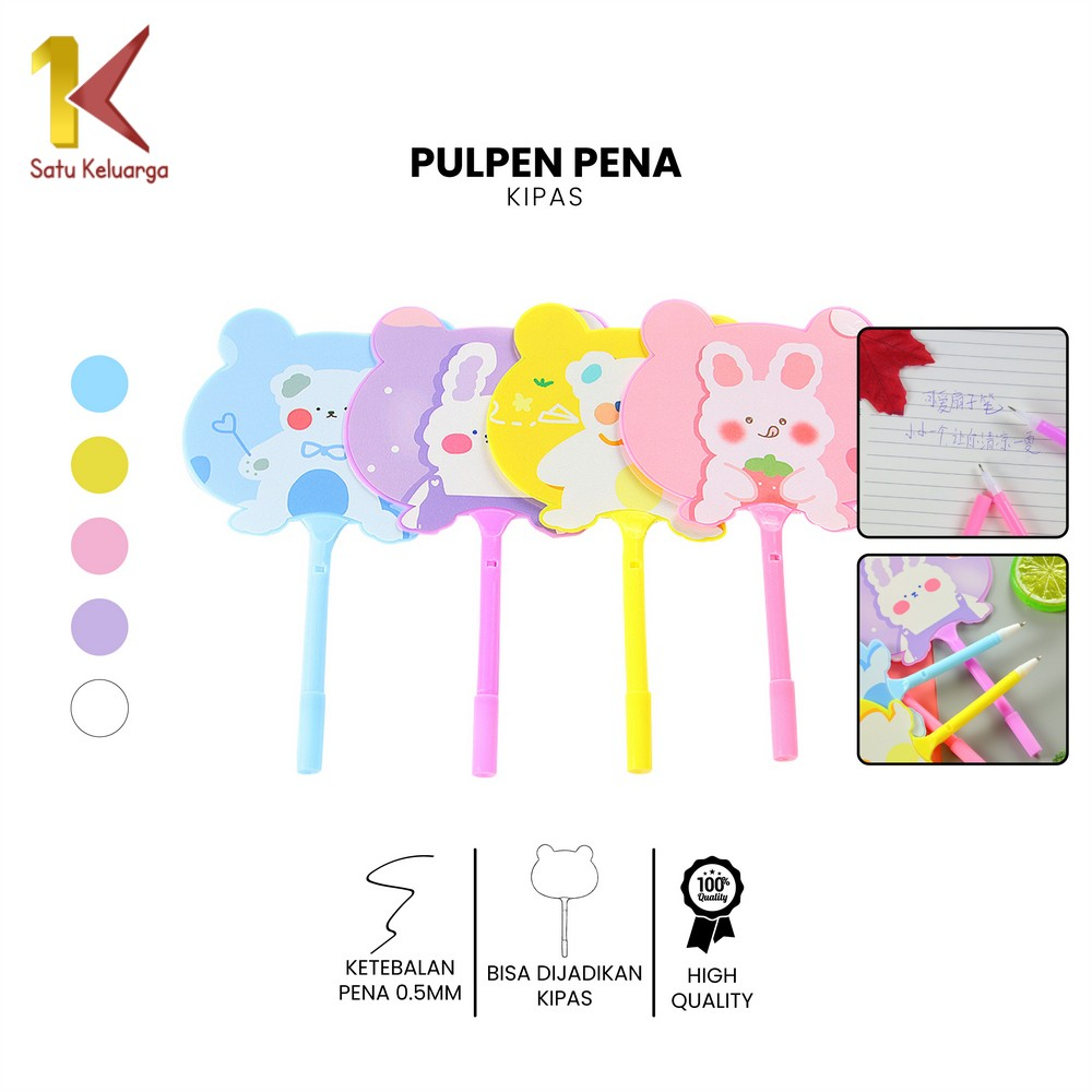Satu Keluarga Pulpen Kipas Karakter Animal Lucu A67 Pulpen Pena Kipas Ballpoint / Pena Alat Tulis Ka