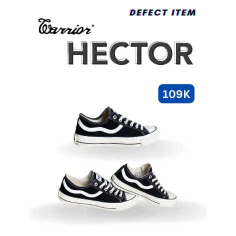 Sepatu Warrior HECTOR Black White LOW CUT 100 % ORIGINAL Sneakers TERMURAH Loudwell