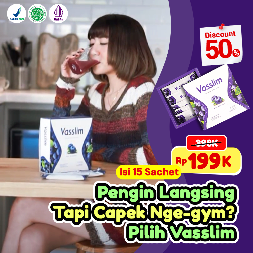Vasslim Fiber Drink Penurun Berat Badan Diet Pelangsing Badan Perut Buncit Wanita Herbal Cepat dan A