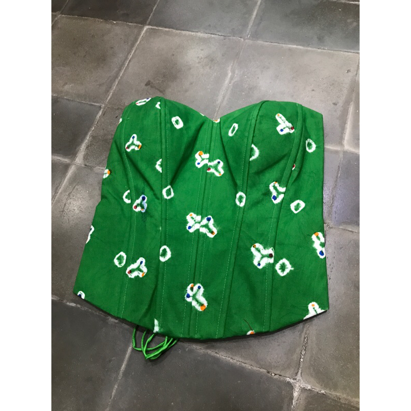 kamisol jumputan asli hijau daun | kamisol | kemben | bustier | longtorso | jumputan | kemben jumput