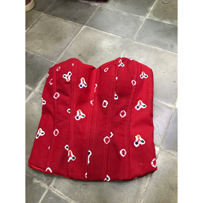 kamisol jumputan asli merah cabe | kamisol | bustier | kemben | longtorso | tanktop | kamisol jumput