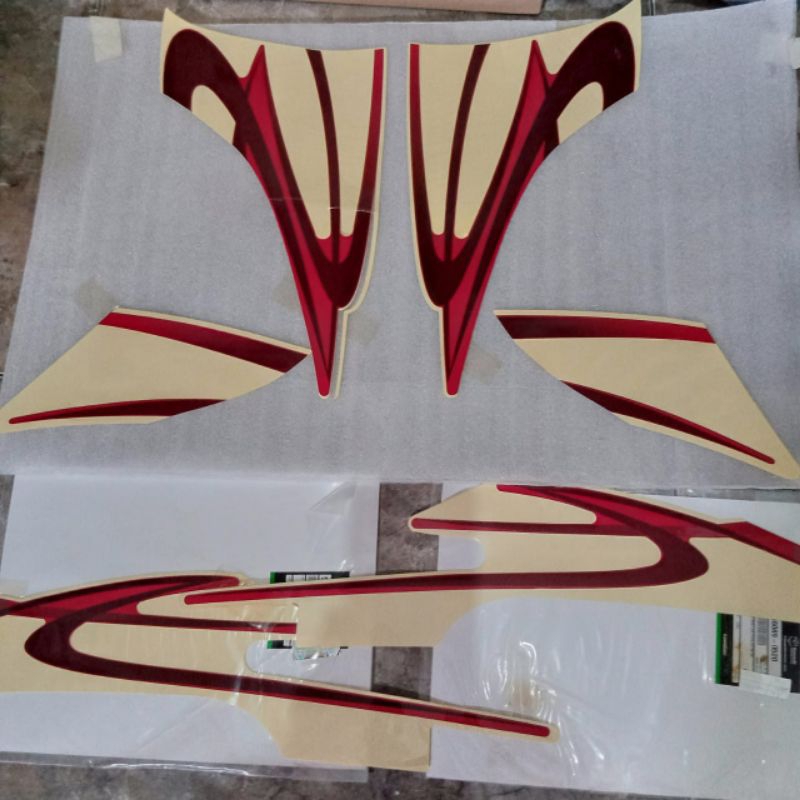 stiker striping ninja rr old merah original kawasaki