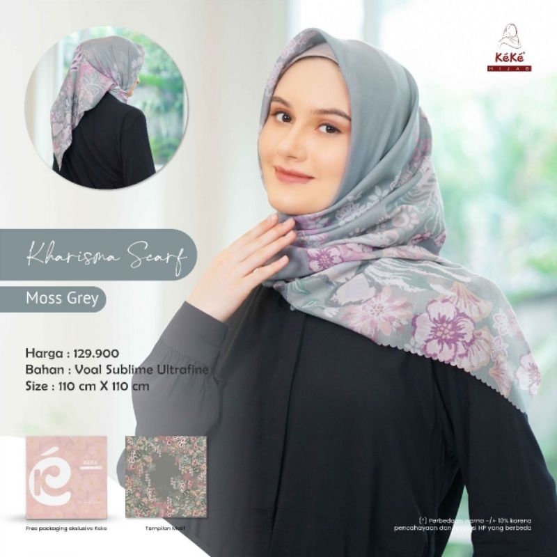 HIJAB SEGIEMPAT MOTIF KEKE ORI TERBARU/HIJAB MOTIF KHARISMA SCARF✅