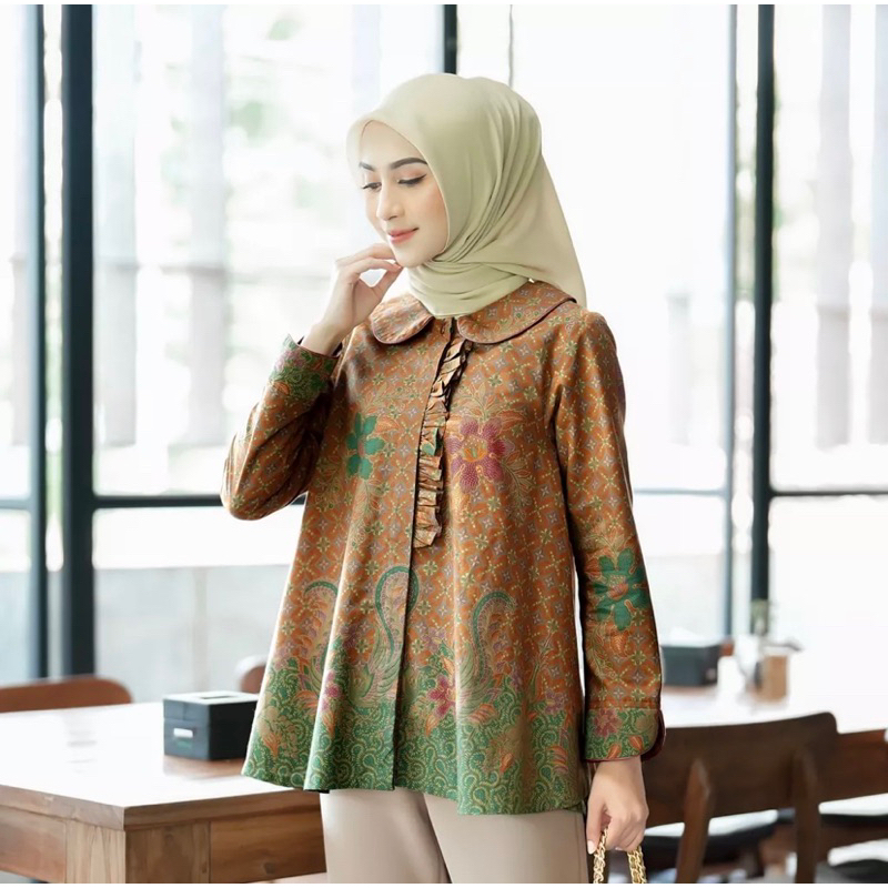 NEW BATIKULA - Dwiayu Blouse Size XXL Batik Kerja Kantor Wanita