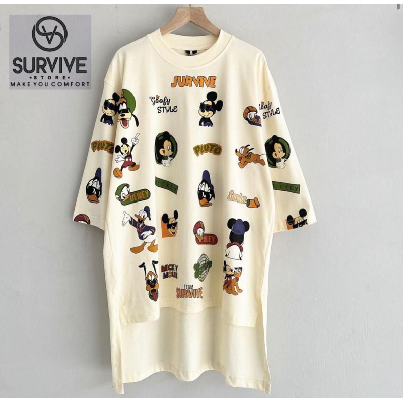 kaos oversize survive fullprint//atasan oversize wanita motif viral import//kaos oversize wanita vir