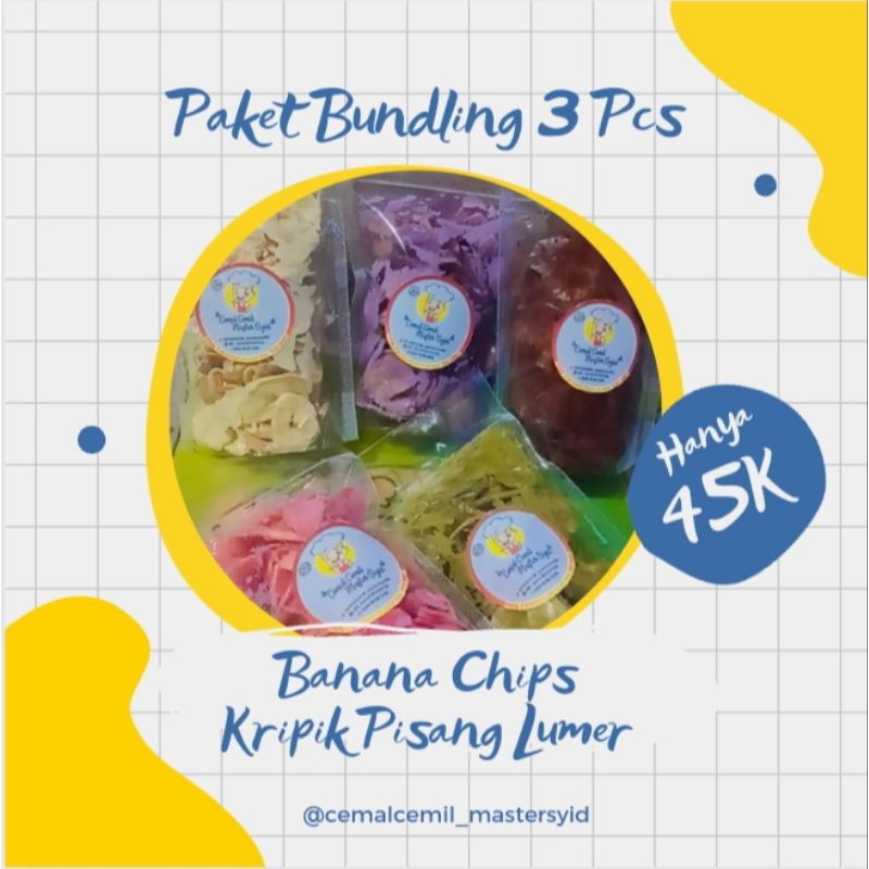 

Paket Bundling 3 Pcs Kripik Pisang Lumer Master Cau 200 gr