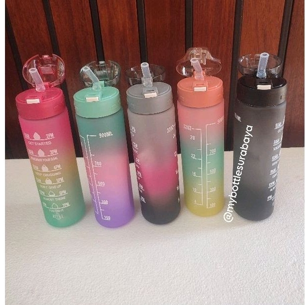 botol gradasi 1 liter,botol gradasi sedotan,botol sekolah,botol unik,my bottle