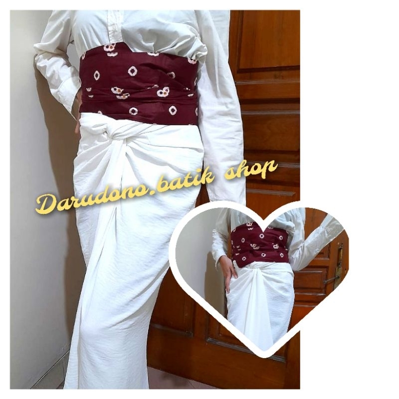 Rok lilit merah putih-One set Rok lilit dan Obi