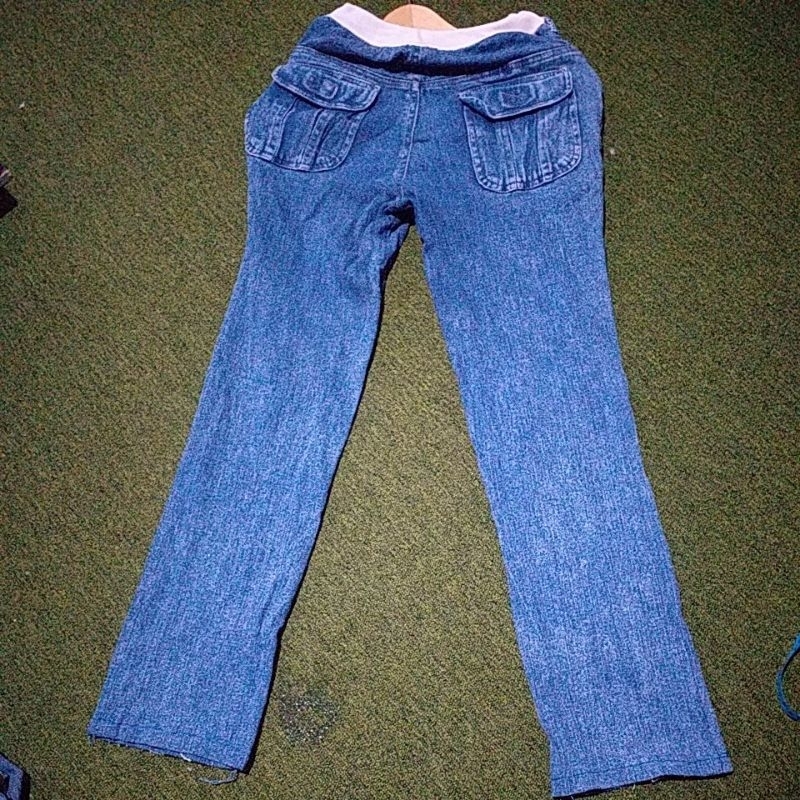 MM CELANA PANJANG JEANS WANITA S LP80/95CM BLUE PINGGANG KOLOR