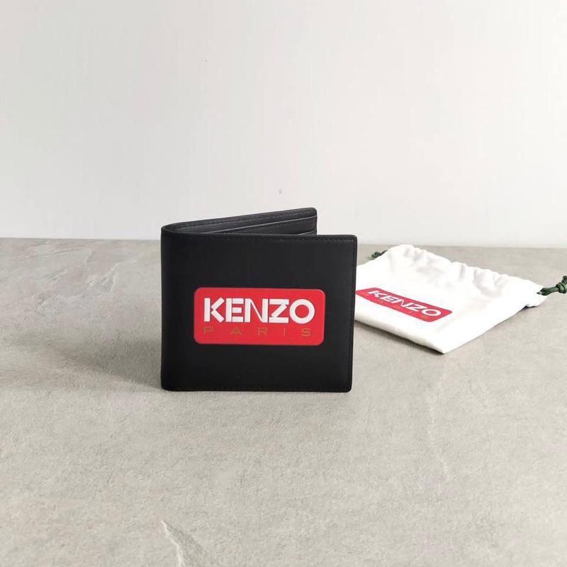 Original Kenzo Paris Red Logo Leather Bifold Wallet