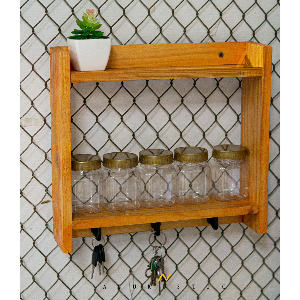 RAK DINDING UNIK UNTUK RAK BUMBU DAPUR / RESTO / KOSMETIK / RAK BUKU / RAK BUMBU DAPUR KAYU JATI BEL