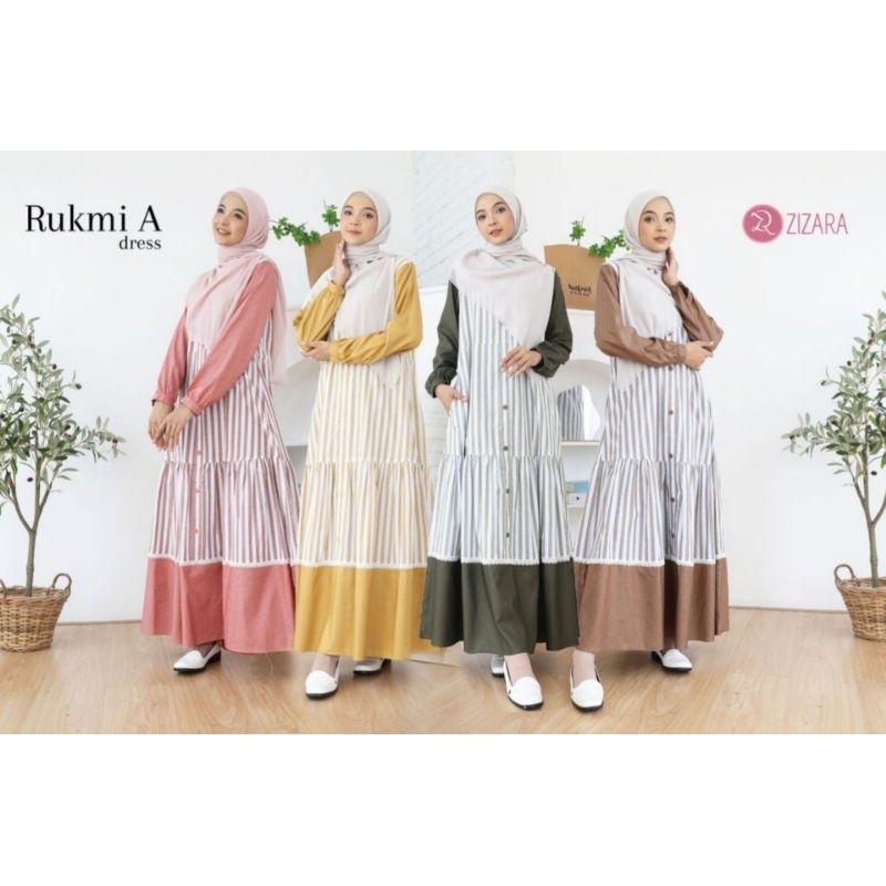 RUKMI DRESS BY ZIZARA | DRESS GARIS VERTIKAL