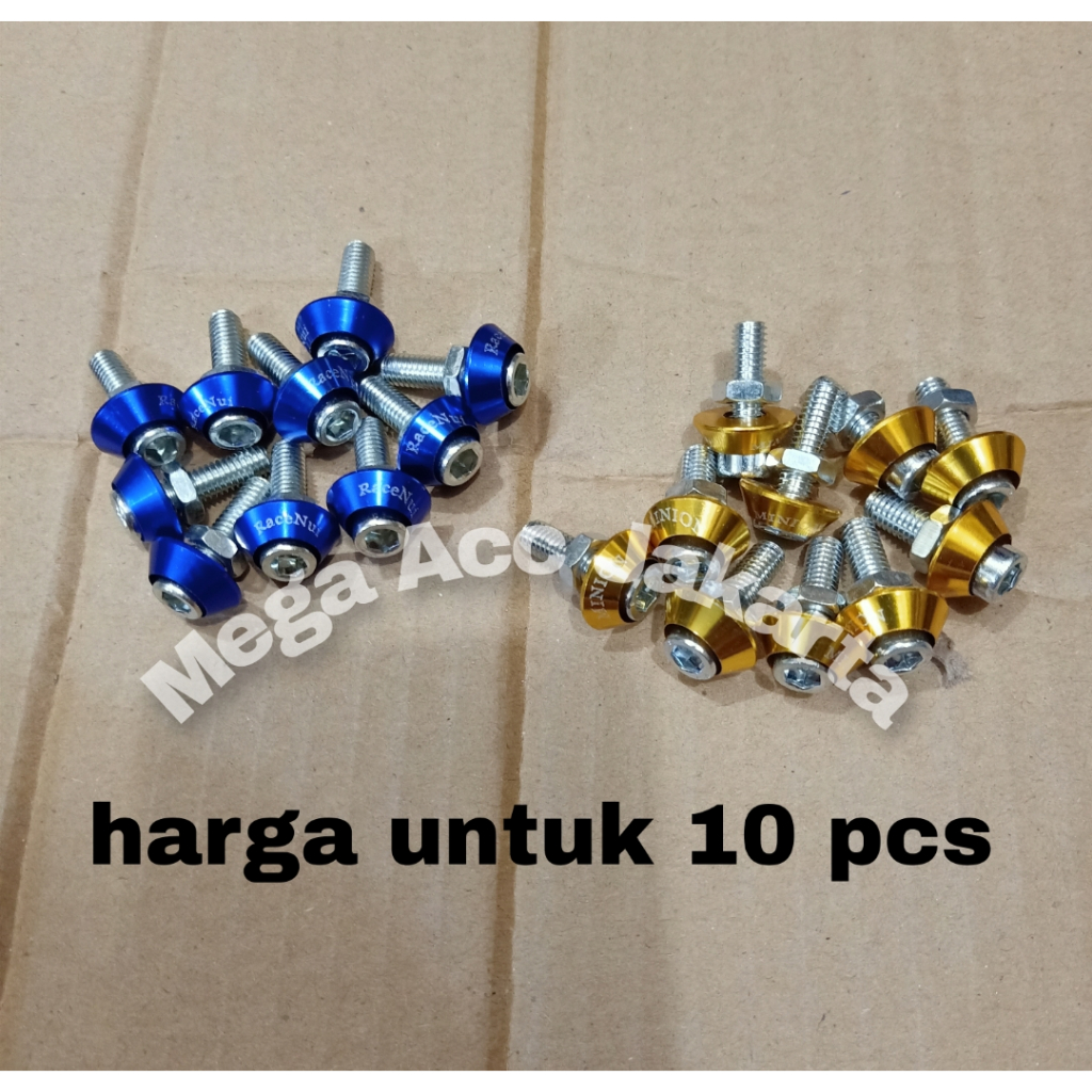 PROMO 10 PCS BAUT RING VARIASI BAUT PLAT NOMOR BAUT L+RING+MUR MONEL PLAT NOMOR VARIASI BEAT VARIO M