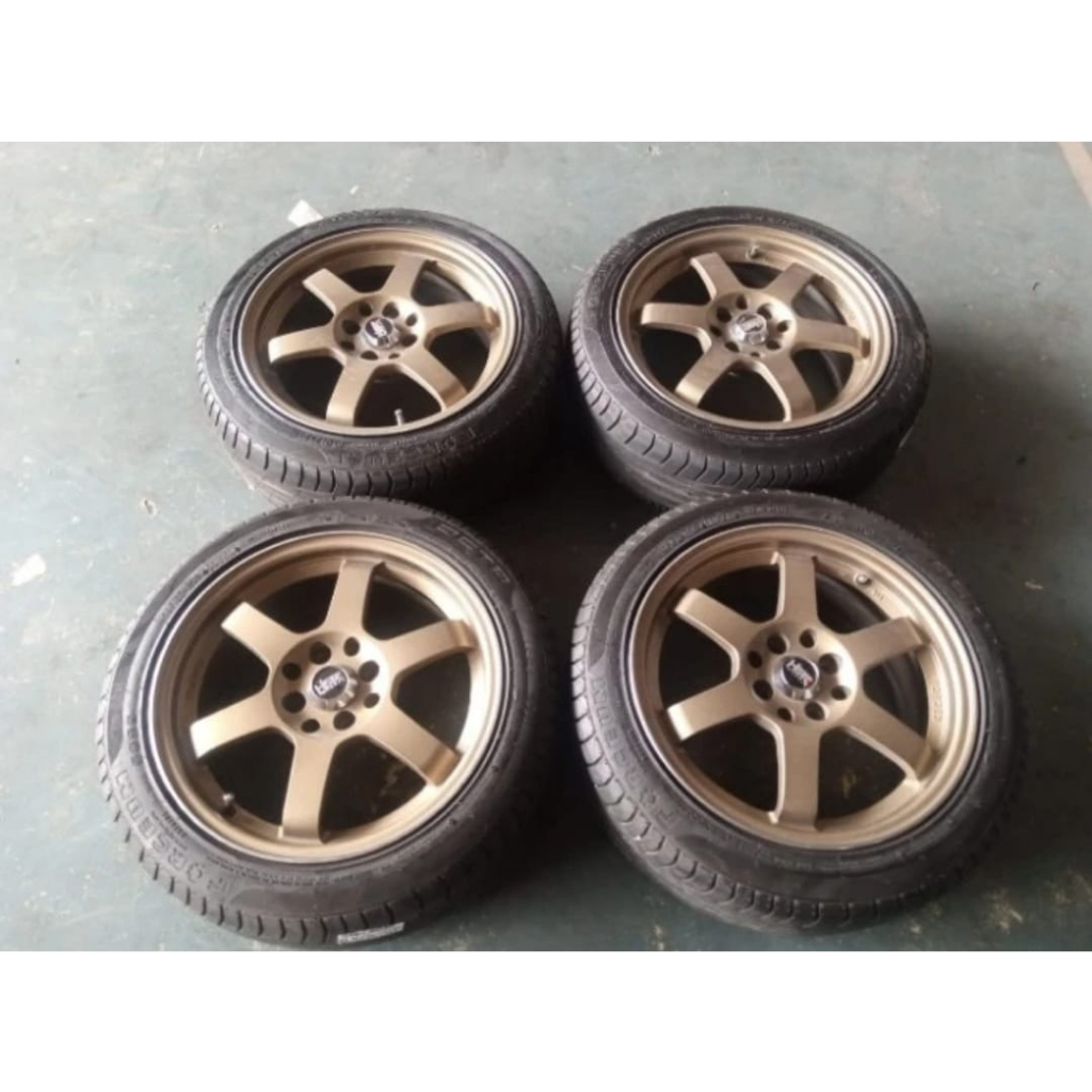 VELG BEKAS TE37 R16X7 BAUT 4 PCD 4X100/4X114 ER42 +BAN 195 50 R16