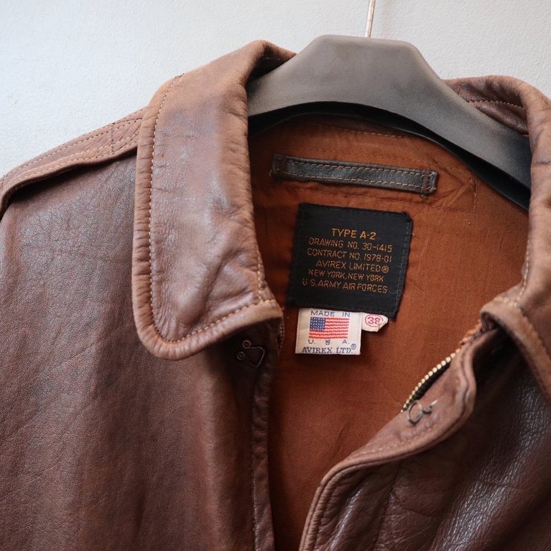 Jaket kulit vintage Avirex A2 flight aviator Pl bekas preloved second