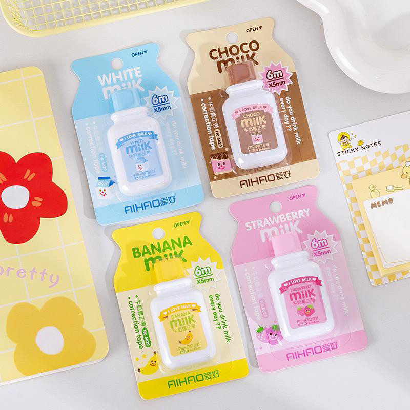 

STIPO TIPEX KERTAS BOTOL SUSU LUCU | CORRECTION TAPE KERTAS TIPEX KERTAS BANANA CHOCOLATE STRAWBERRY WHITE MILK CUTE STATIONARY